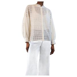 Maje Blusa de bordado inglés blanca - talla UK 6 Blanco