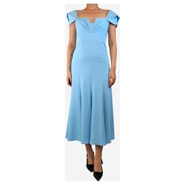 Roland Mouret-Blue cap-sleeved midi dress - size UK 8-Blue
