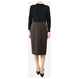 Autre Marque-Brown crepe midi skirt - size UK 10-Brown