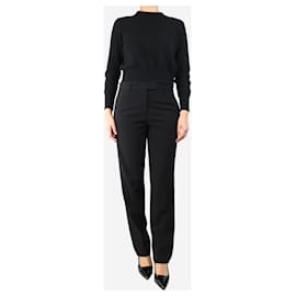 Jil Sander-Black wool straight-leg tailored trousers - size UK 12-Black