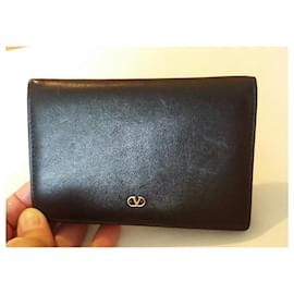Valentino-Excellent condition for this black leather vintage wallet-Black