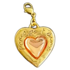 Yves Saint Laurent-Engraved 'Paris I love you' charm or pendant for necklace-Golden,Peach,Gold hardware