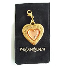 Yves Saint Laurent-Engraved 'Paris I love you' charm or pendant for necklace-Golden,Peach,Gold hardware