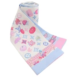 Louis Vuitton-Foulard en soie Louis Vuitton-Rose,Blanc,Bleu