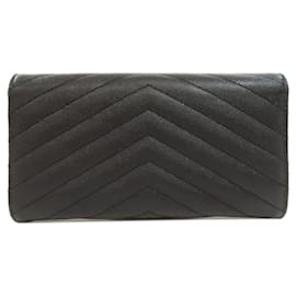 Yves Saint Laurent-Yves Saint Laurent V-Stitched Long Wallet-Black