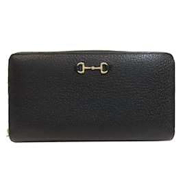 Gucci-Gucci 700484 Round Horsebit Long Wallet-Black