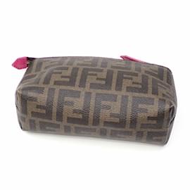 Fendi-Pochette Fendi Zucca Femme Brun Rose en PVC Cuir-Marron,Rose