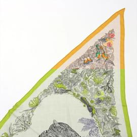 Hermès-Hermes Carre Triangle Geant JUNGLE LOVE Large Scarf-Multiple colors,Yellow