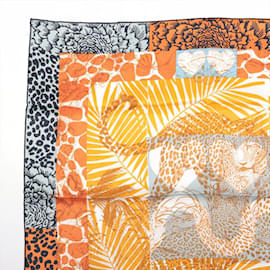 Hermès-Hermès Carré 70 Jungle Love au Tampon Écharpe-Marron,Bleu