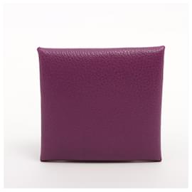 Hermès-Hermes Bastia Coin Purse in Cassis Leather-Dark purple