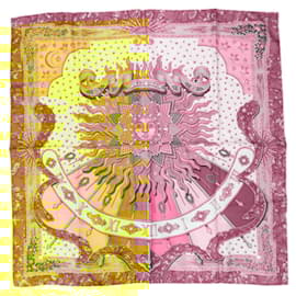 Hermès-Hermes Silk Scarf in Brown and Gold-Brown,Multiple colors,Golden