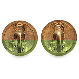 Chanel-Boucles d'oreilles clip en métal doré plaqué Chanel avec motif matelassé CC-Doré
