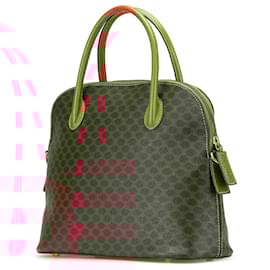 Céline-Celine Brown Macadam Coated Canvas Dome Satchel-Brown
