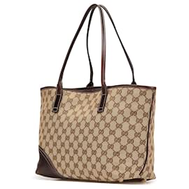 Gucci-Gucci Brown GG Canvas New Britt Tote-Brown,Beige,Dark brown