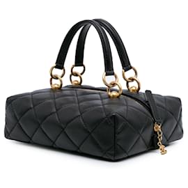 Chanel-Chanel Black Métiers d'Art CC Quilted Lambskin Box Top Handle Satchel-Black
