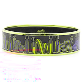 Hermès-Bracelet en émail Les Sangles Enamel large noir Hermès 65-Noir