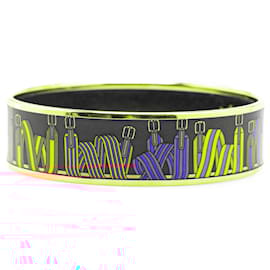 Hermès-Bracelet en émail Les Sangles Enamel large noir Hermès 65-Noir
