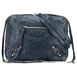 Balenciaga-Reporter croisé classique Motocross en agneau bleu Balenciaga-Bleu,Bleu Marine