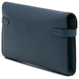 Hermès-Portefeuille Longue Kelly en Epsom Bleu Hermès-Bleu,Bleu foncé