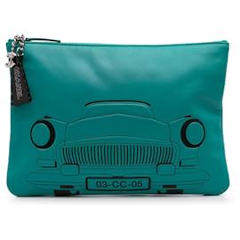 Chanel-Chanel Bleu Moyen Imprimé Agneau Cuba La Habana O Étui Pochette-Bleu,Turquoise