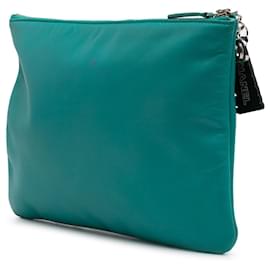 Chanel-Chanel Bleu Moyen Imprimé Agneau Cuba La Habana O Étui Pochette-Bleu,Turquoise