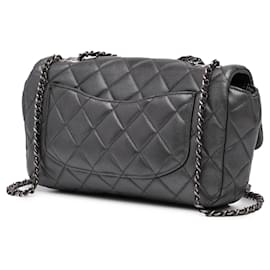 Chanel-Chanel Gris Petit Cuir Iridescent CC Œillet Rabat-Marron