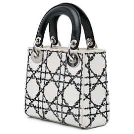 Dior-Dior White Mini Calfskin Cannage Sequin Lady Dior-White