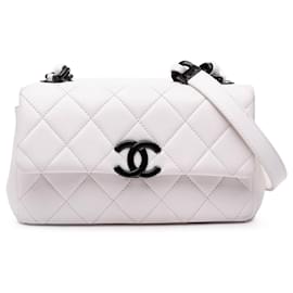Chanel-Chanel Blanc Petit Caviar Matelassé Mon Tout Sac-Blanc