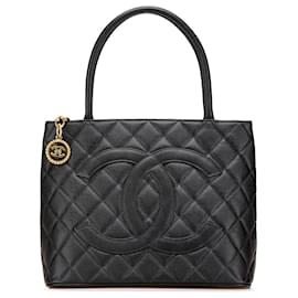 Chanel-Sac Medallion en Cuir Caviar Noir Chanel-Noir