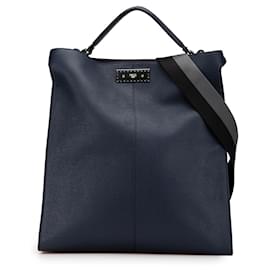 Fendi-Fendi Blue Leather Peekaboo X-Lite Fit Satchel-Blue,Other