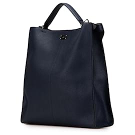 Fendi-Fendi Blue Leather Peekaboo X-Lite Fit Satchel-Blue,Other