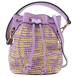 Fendi-Fendi Brown Mini Zucca Raffia Mon Tresor Bucket Bag-Brown,Beige