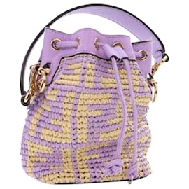 Fendi-Fendi Brown Mini Zucca Raffia Mon Tresor Bucket Bag-Brown,Beige