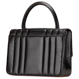 Chanel-Chanel Black Lambskin Mademoiselle Kelly Top Handle Bag-Black