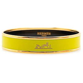 Hermès-Bracelet Caleche en émail jaune Hermès 65-Jaune