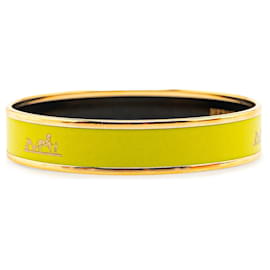 Hermès-Bracelet Caleche en émail jaune Hermès 65-Jaune