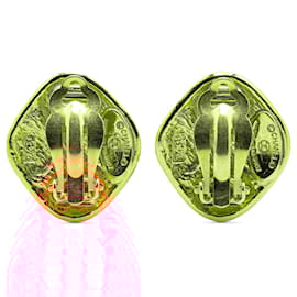 Chanel-Chanel Gold Gold Plated Matelasse Diamond Clip On Earrings-Golden