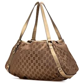 Gucci-Gucci Brown GG Canvas Abbey D Ring Tote-Brown,Golden,Bronze