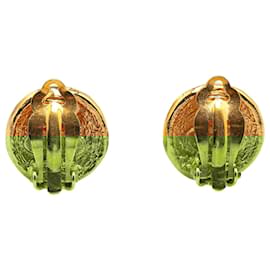Chanel-Chanel Gold Gold Plated Rue Cambon Round Clip on Earrings-Golden