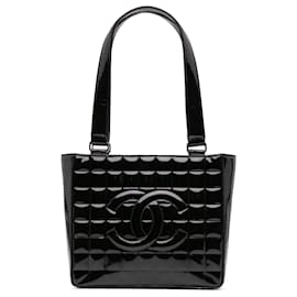 Chanel-Sac à épaule en cuir verni noir chocolat Chanel-Noir