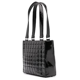Chanel-Sac à épaule en cuir verni noir chocolat Chanel-Noir