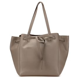 Céline-Celine Brown Small Leather Phantom Cabas Tote-Brown,Taupe