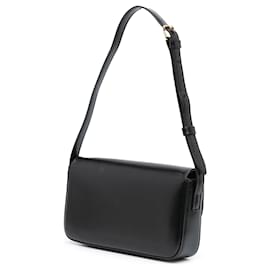 Céline-Celine Black Shiny Calfskin Triomphe Claude Shoulder Bag-Black