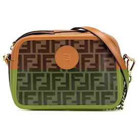 Fendi-Fendi Brown Glazed Fabric Vitello Century FF 1974 Camera Bag-Brown