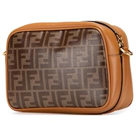Fendi-Fendi Brown Glazed Fabric Vitello Century FF 1974 Camera Bag-Brown