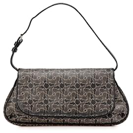 Céline-Celine Black Horse Carriage Coated Canvas Shoulder Bag-Black