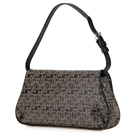 Céline-Celine Black Horse Carriage Coated Canvas Shoulder Bag-Black