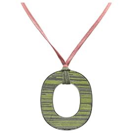 Hermès-Collier pendentif Isthme en cuir Vibrato plaqué palladium orange Hermès-Orange