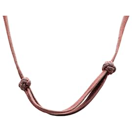 Hermès-Collier pendentif Isthme en cuir Vibrato plaqué palladium orange Hermès-Orange