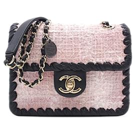 Chanel-Chanel Mini Tweed Rose Mon Cadre Flap-Noir,Rose